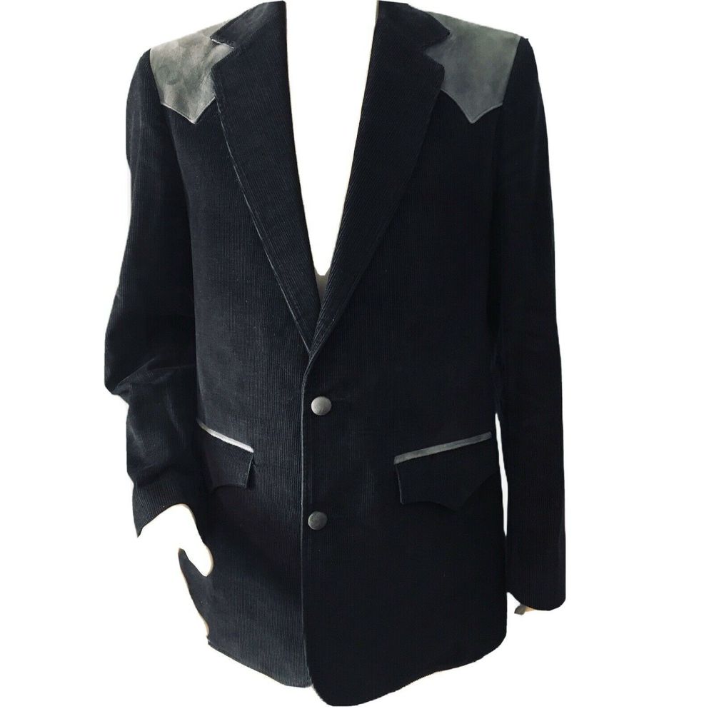 Pioneerwear Black Corduroy Leather Jacket 42L